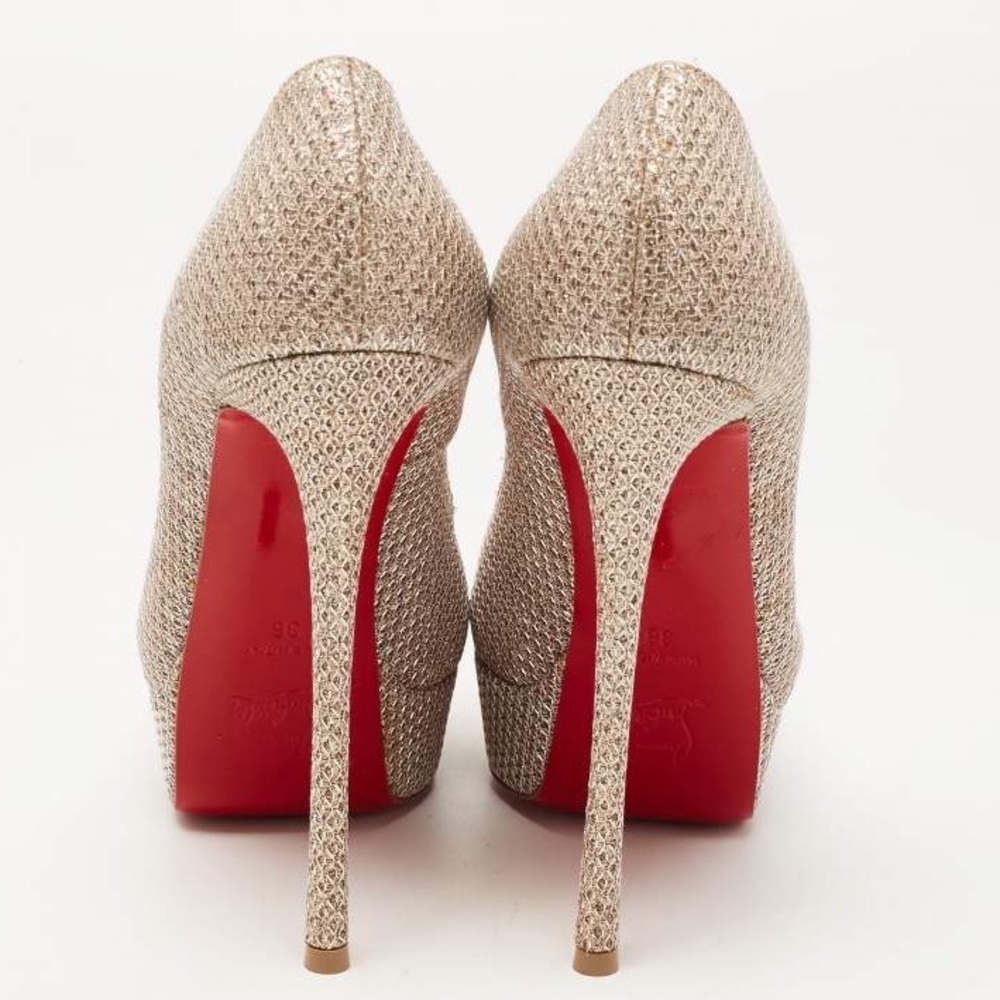 Christian Louboutin Fetish Peep Toe Stiletto 37 Gold - Picture 11 of 16